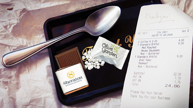 Dulces publicitarios en restaurantes